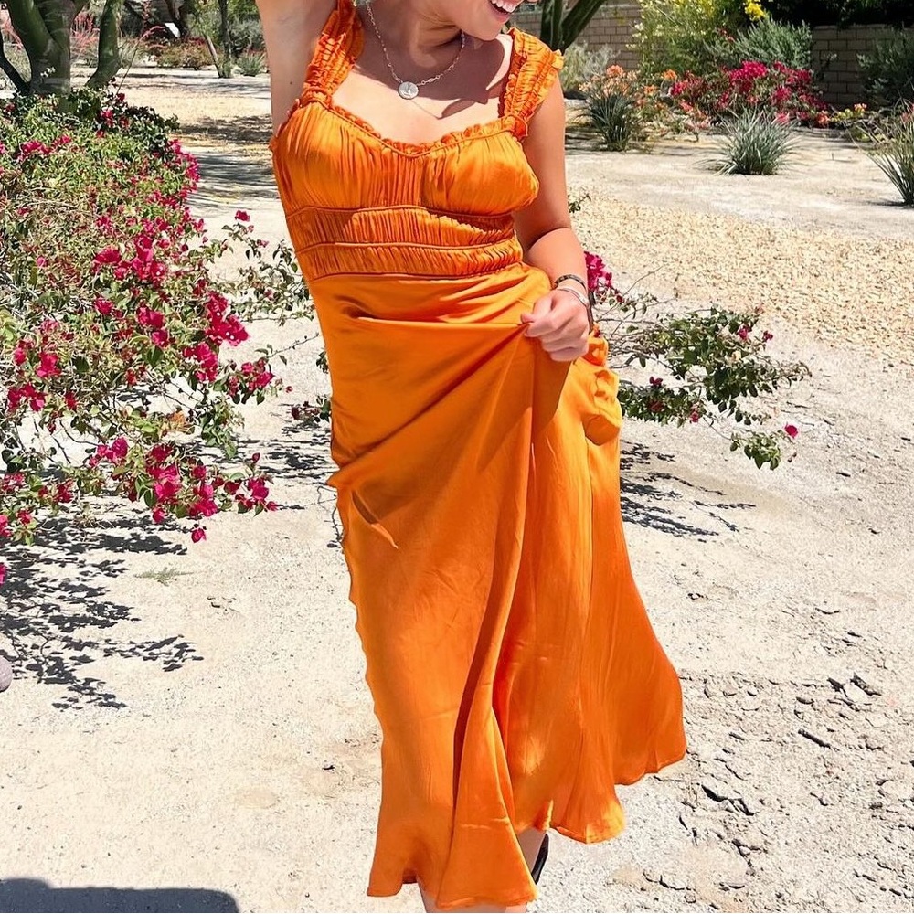 ASTR enola satin midi dress